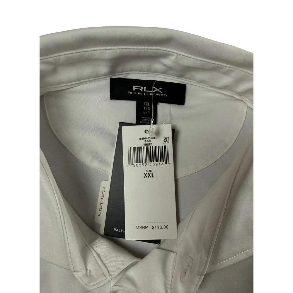 RLX RALPH LAUREN XXL White Performance Golf Polo Shirt  4-way Stretch NWT
